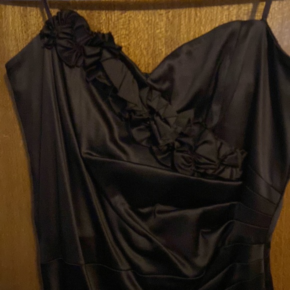 Le Chateau Chocolate brown satin strapless cocktail dress - Picture 2 of 4